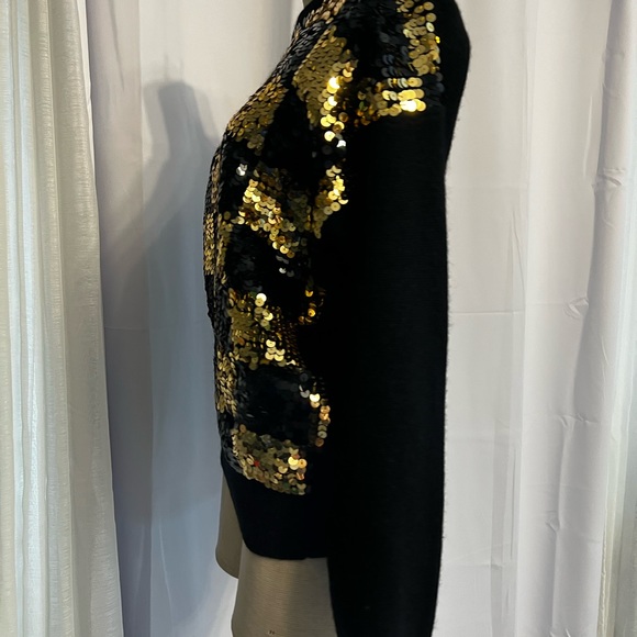 Vintage Eugenia By Angenie Black&Gold Sequin Sweater Lambswool Angora Nylon Med - Picture 6 of 14